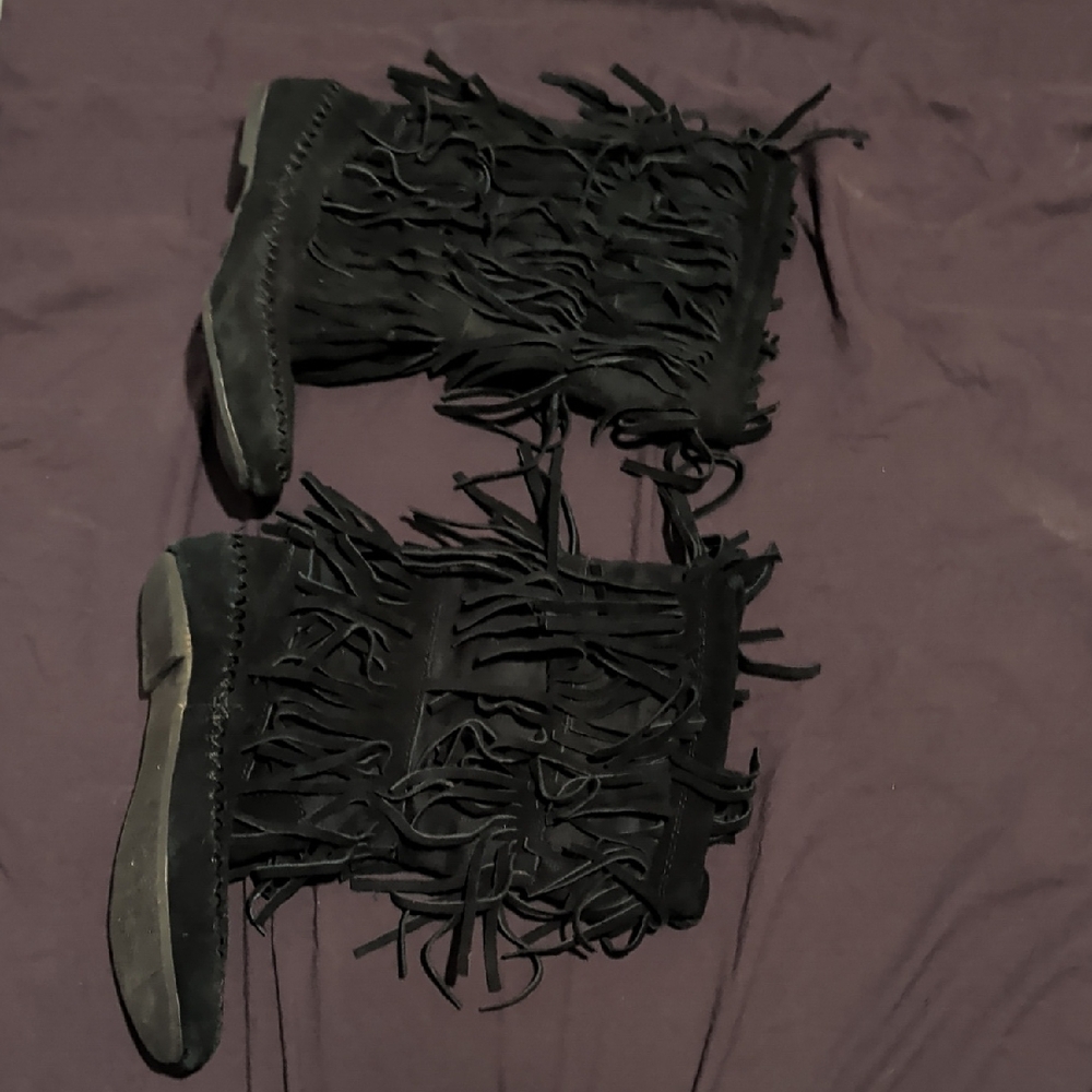 Kohl's Black Fringe Ankle Boots